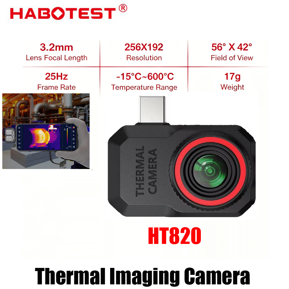 Thermal Imaging Camera 256X192 - 2026년형 HABOTEST HT820 휴대폰 열화상 카메라,