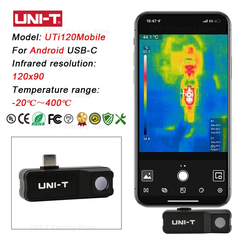 UNI-T 적외선 열화상 카메라 UTi120Mobile - Thermal Imaging Camera 256X192 리뷰 및 가격